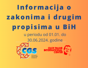 Informacija o zakonima i drugim propisima od 01.01. do 30.06.2024. godine