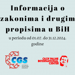 Informacija o zakonima i drugim propisima od 01.07. do 31.12.2024. godine